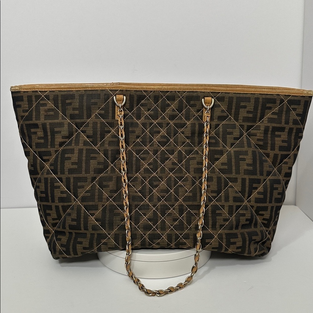 💯Authentic Fendi Brown Zucca Quilted Nylon Large Roll Tote🍀 - Picture 17 of 17